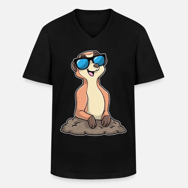 Erdmännchen mit Brille - Männer-T-Shirt mit V-Ausschnitt - Schwarz