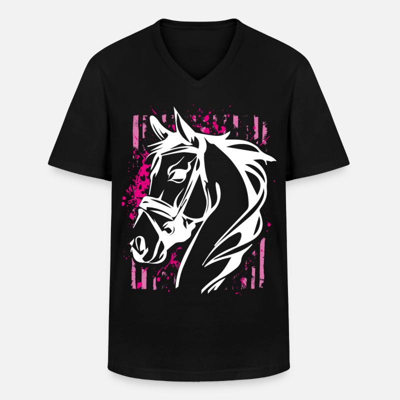 Graffiti-Stil Pferd mit Pinkem Farbsplash - Männer-T-Shirt mit V-Ausschnitt - Schwarz