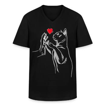 Stubentiger Katze Kater Katzen Miau Katzenliebhabe - Männer-T-Shirt mit V-Ausschnitt - Schwarz - Vorne - AI Model Male 178 dark (178cm)