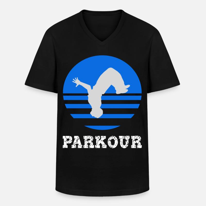 parkour - Männer-T-Shirt mit V-Ausschnitt - Schwarz