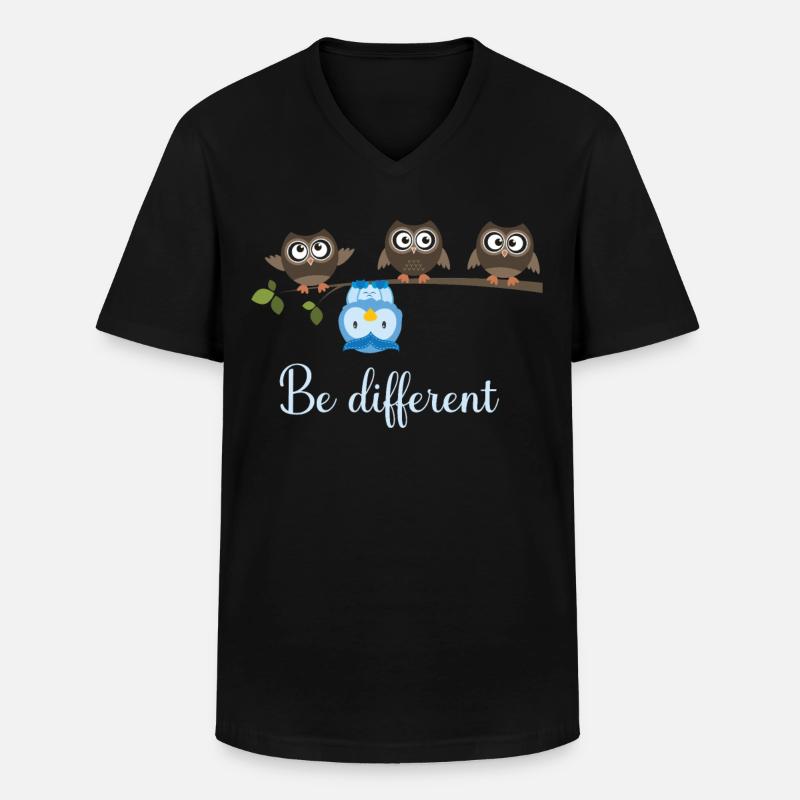 Be Different Eule - Männer-T-Shirt mit V-Ausschnitt - Schwarz