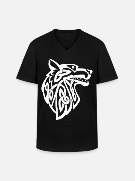 Viking white wolf - Men's V-Neck T-Shirt - black