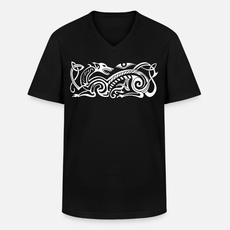 Keltischer Jagdhund (weiß) - Männer-T-Shirt mit V-Ausschnitt - Schwarz
