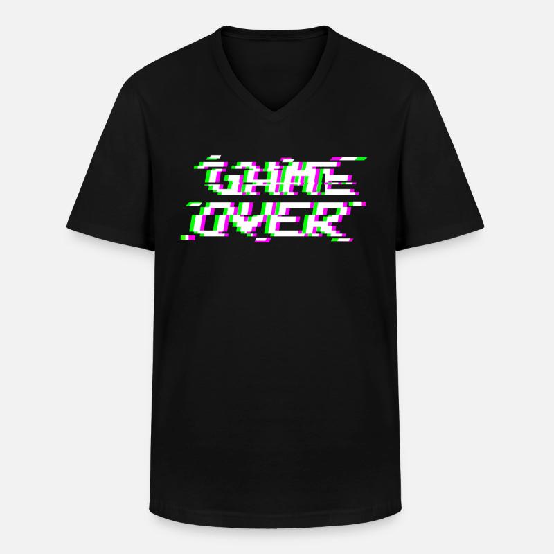 Game Over Glitch - Männer-T-Shirt mit V-Ausschnitt - Schwarz