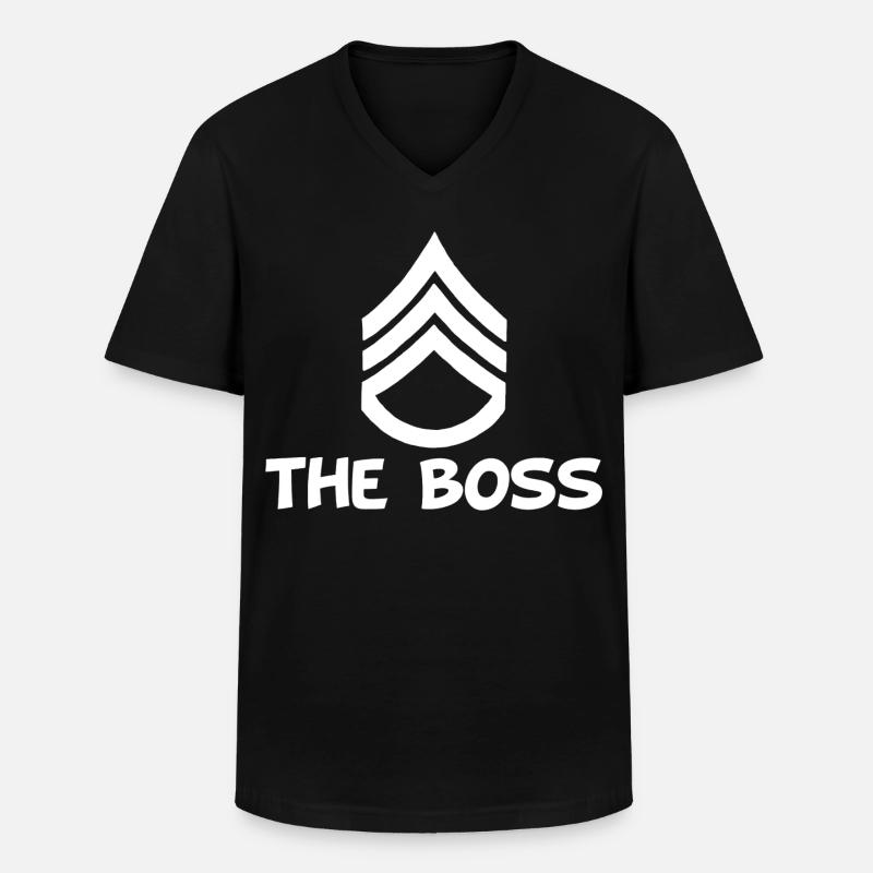 Der Chef (weiß) - Männer-T-Shirt mit V-Ausschnitt - Schwarz