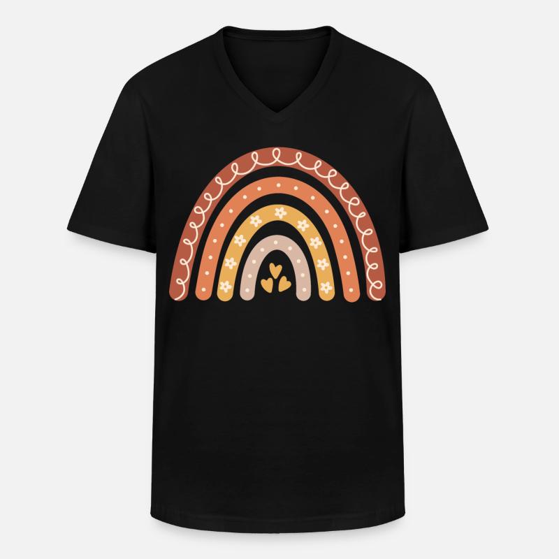 Boho Regenbogen - Männer-T-Shirt mit V-Ausschnitt - Schwarz