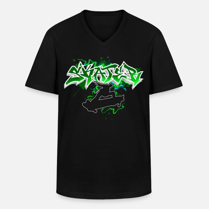 Skater Graffiti - Männer-T-Shirt mit V-Ausschnitt - Schwarz