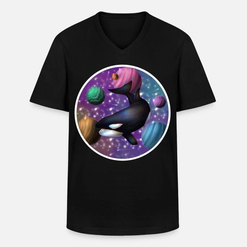 orque dans l’espace - T-shirt col V Homme - noir