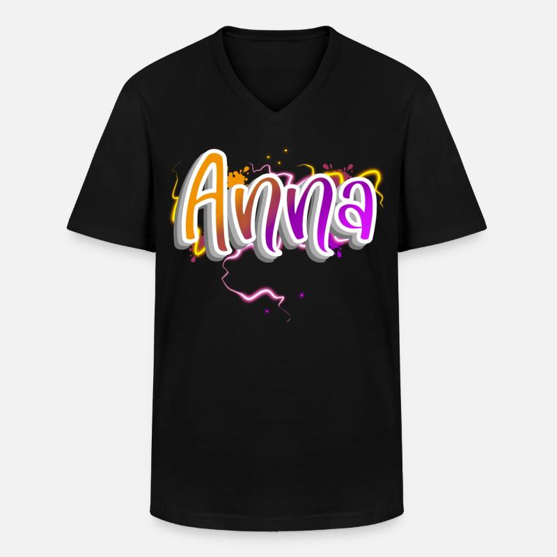 Anna - Männer-T-Shirt mit V-Ausschnitt - Schwarz