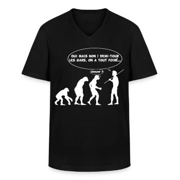 évolution inversée - T-shirt col V Homme - noir - Devant - AI Model Male 178 dark (178cm)