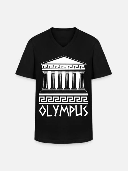 White Temple at Mount Olympus - Men's V-Neck T-Shirt - black