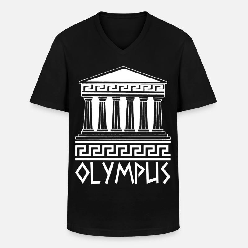 Weißer Tempel am Olymp - Männer-T-Shirt mit V-Ausschnitt - Schwarz