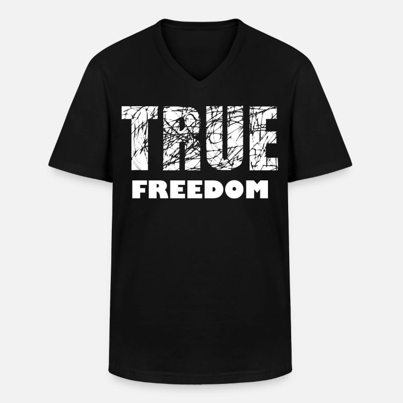 Freiheit und Frieden - Männer-T-Shirt mit V-Ausschnitt - Schwarz