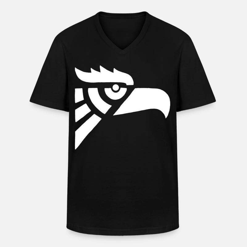 Adlerkopf weiß aztekisch - Männer-T-Shirt mit V-Ausschnitt - Schwarz