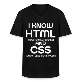 I Know HTML and CSS - Men's V-Neck T-Shirt - black - Front - AI Model Male 178 dark (178cm)