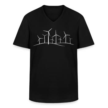 Windrad, wind power, Energie, windmill, Windpark, - Männer-T-Shirt mit V-Ausschnitt - Schwarz - Vorne - AI Model Male 178 dark (178cm)