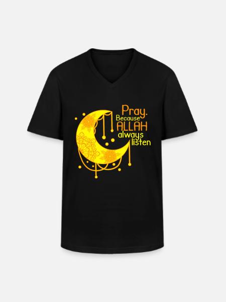 Islam shirt halvmåne siger Allah - Klassisk herre T-shirt med V-udskæring - sort