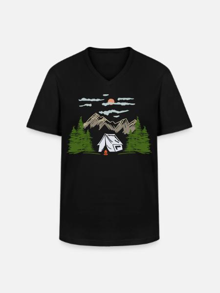 Camping Camping Mountain Motif Gift Idea - Men's V-Neck T-Shirt - black