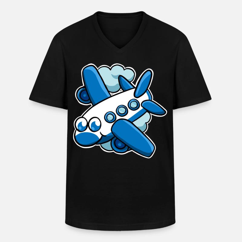 Flugzeug - Männer-T-Shirt mit V-Ausschnitt - Schwarz