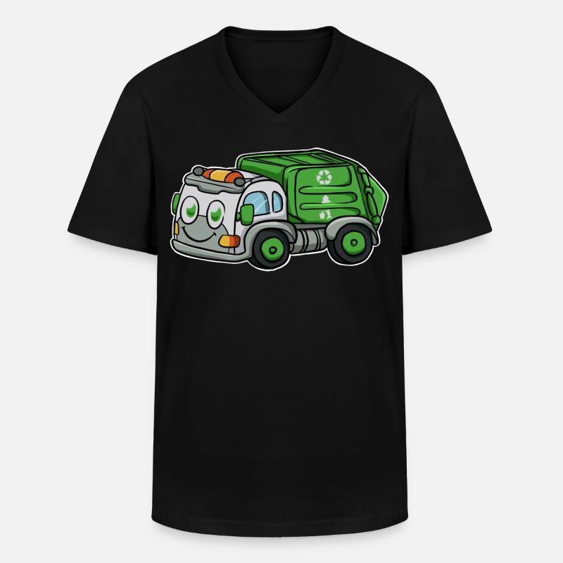 Müllabfuhr Müllauto - Männer-T-Shirt mit V-Ausschnitt - Schwarz