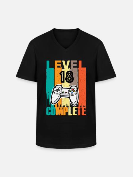 Level 18 Complete Controller 18th Birthday - Men's V-Neck T-Shirt - black