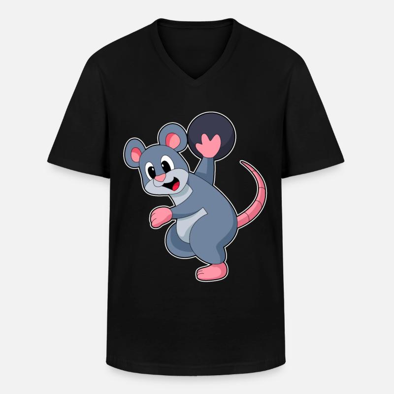 Ratte Bowling Bowlingkugel - Männer-T-Shirt mit V-Ausschnitt - Schwarz