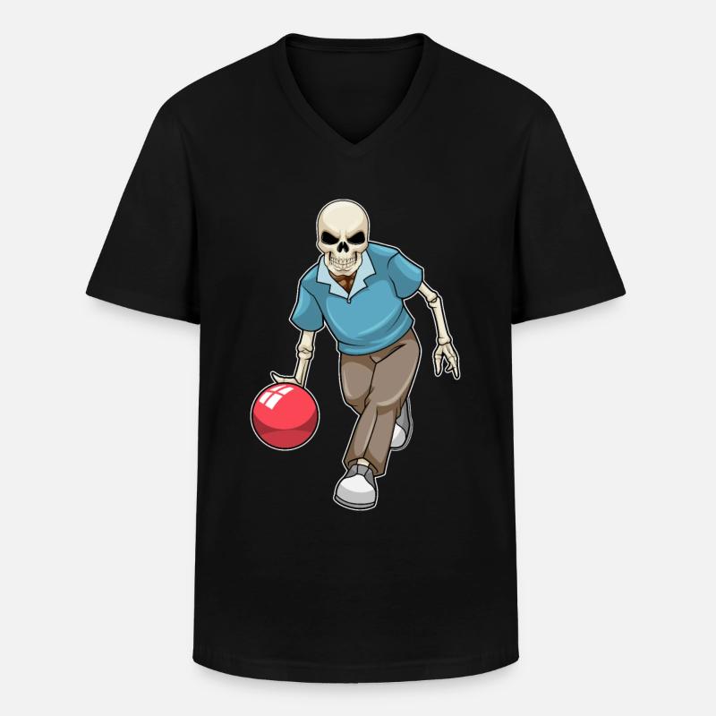 Skelett Bowling Bowlingkugel - Männer-T-Shirt mit V-Ausschnitt - Schwarz