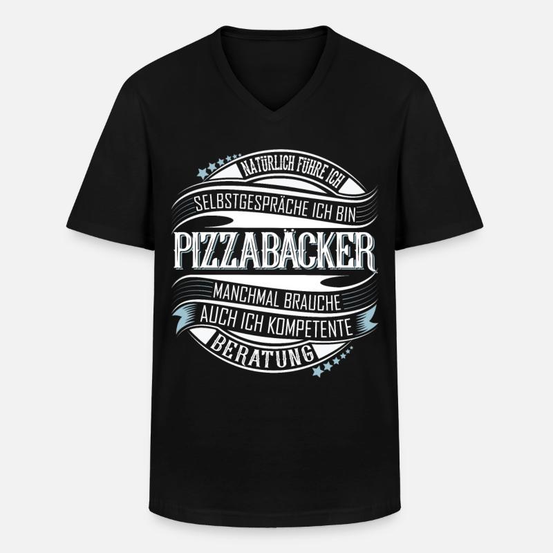 Pizzabäcker - Männer-T-Shirt mit V-Ausschnitt - Schwarz