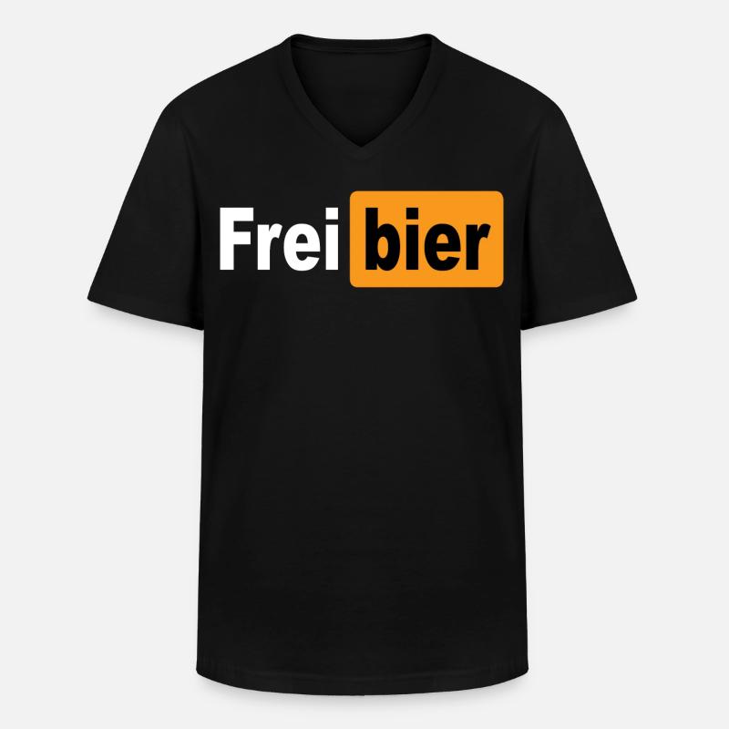FREIBIER - Männer-T-Shirt mit V-Ausschnitt - Schwarz
