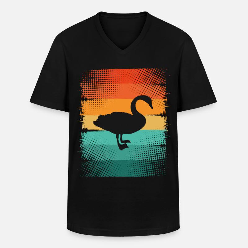 Schwan - Männer-T-Shirt mit V-Ausschnitt - Schwarz