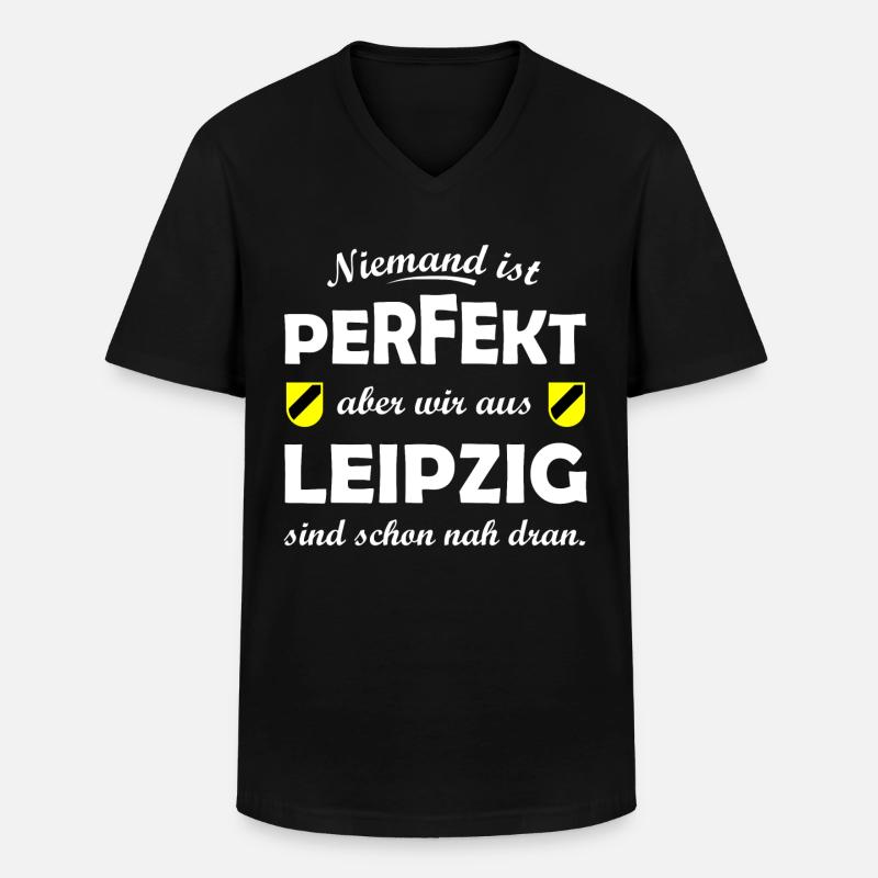 Leipzig Perfekt - Männer-T-Shirt mit V-Ausschnitt - Schwarz