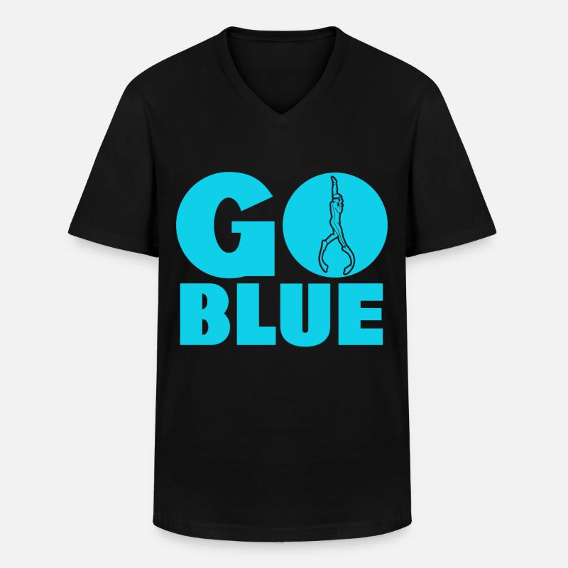 Go Blue - Apnoe Freitauchen - Männer-T-Shirt mit V-Ausschnitt - Schwarz