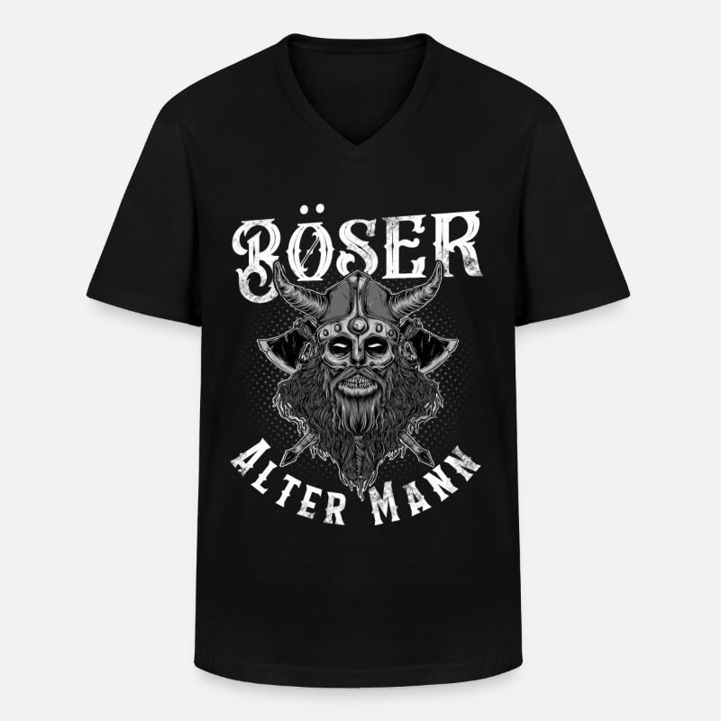 Böser Alter Mann Wikinger - Männer-T-Shirt mit V-Ausschnitt - Schwarz