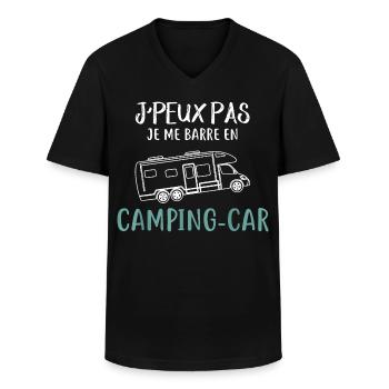 Camping Car Je Peux Pas Je Me Barre En Camping Car - T-shirt col V Homme - noir - Devant - AI Model Male 178 dark (178cm)
