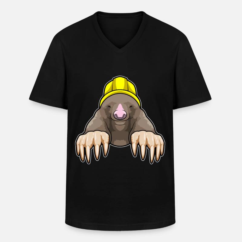 Maulwurf als Bergmann mit Helm - Männer-T-Shirt mit V-Ausschnitt - Schwarz