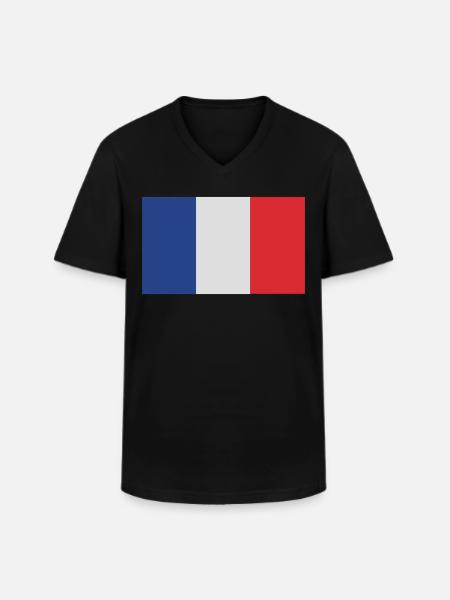 France - Men's V-Neck T-Shirt - black