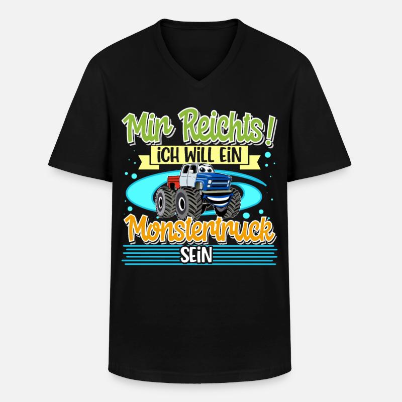 Monstertruck - Männer-T-Shirt mit V-Ausschnitt - Schwarz