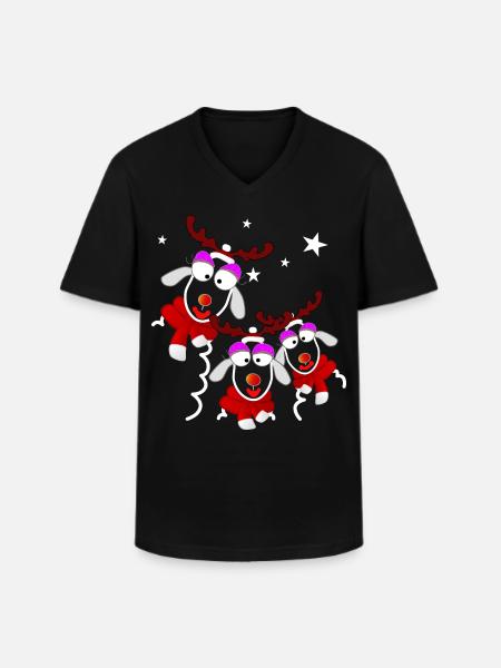 Reindeer Ladies Noël - T-shirt col V Homme - noir
