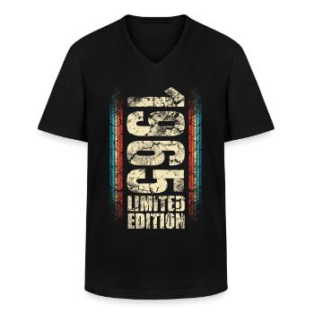 1965 Année de naissance Année de construction Naissance Anniversaire - T-shirt col V Homme - noir - Devant - AI Model Male 178 dark (178cm)