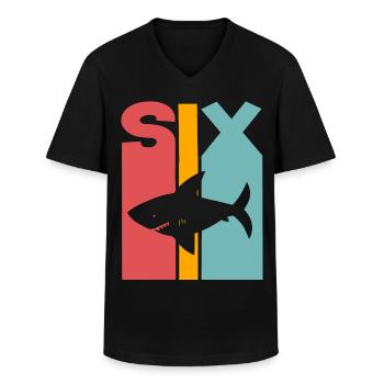 6. Geburtstag 6 Jahre Hai - Männer-T-Shirt mit V-Ausschnitt - Schwarz - Vorne - AI Model Male 178 dark (178cm)