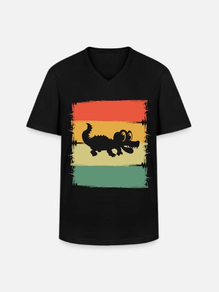 Aligator Crocodile - T-shirt col V Homme - noir