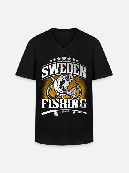 Sweden Fishing Angler - Men's V-Neck T-Shirt - black