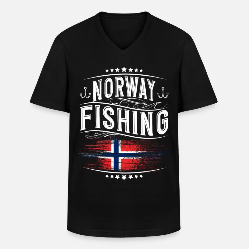 Norwegen Angeln Angler - Männer-T-Shirt mit V-Ausschnitt - Schwarz