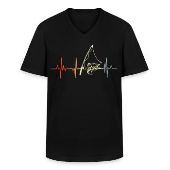 Vintage Angler Herzschlag - Männer-T-Shirt mit V-Ausschnitt - Schwarz - Vorne - AI Model Male 178 dark (178cm)