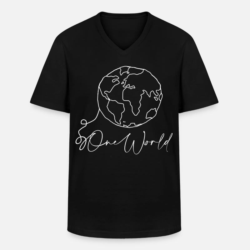 World - Männer-T-Shirt mit V-Ausschnitt - Schwarz