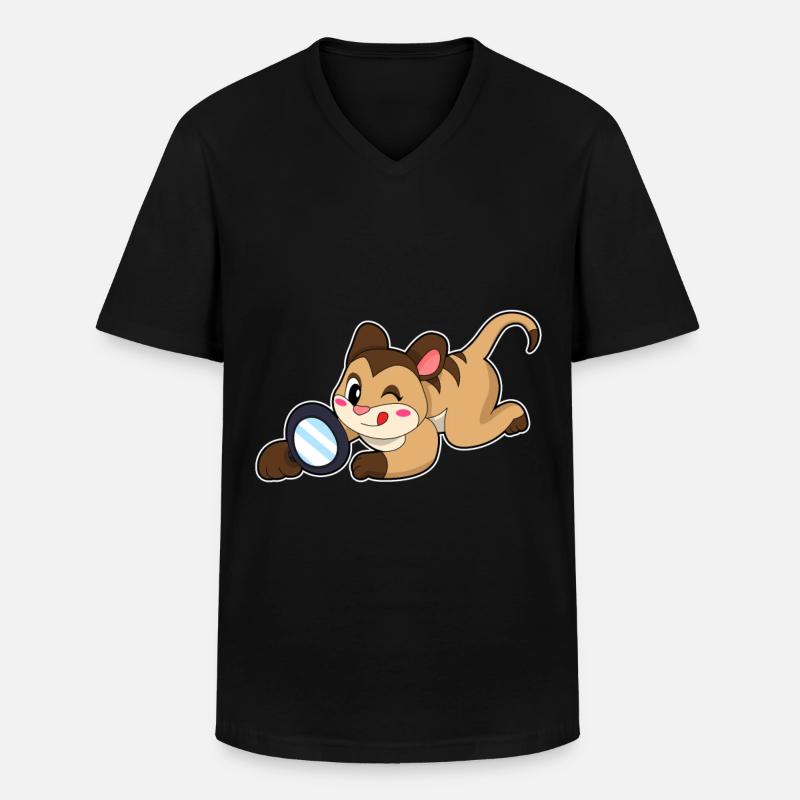 Erdmännchen mit Lupe - Männer-T-Shirt mit V-Ausschnitt - Schwarz