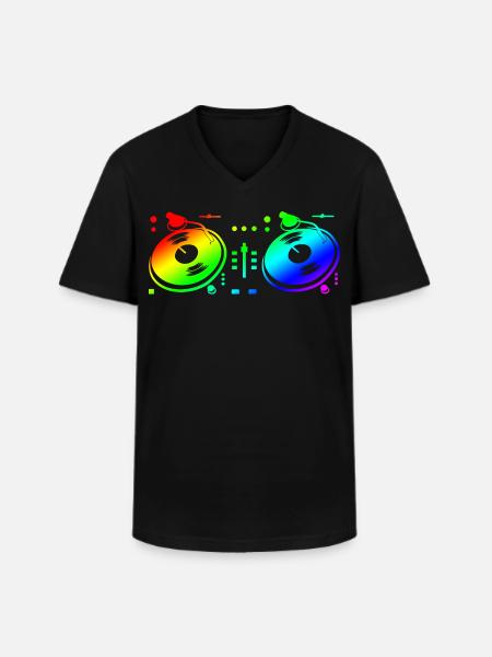 Turntable Disc Jockey - Männer-T-Shirt mit V-Ausschnitt - Schwarz