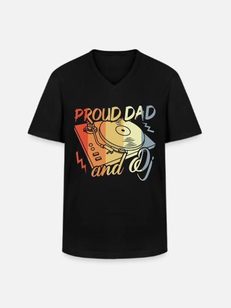 Diskjockey Papa - Männer-T-Shirt mit V-Ausschnitt - Schwarz