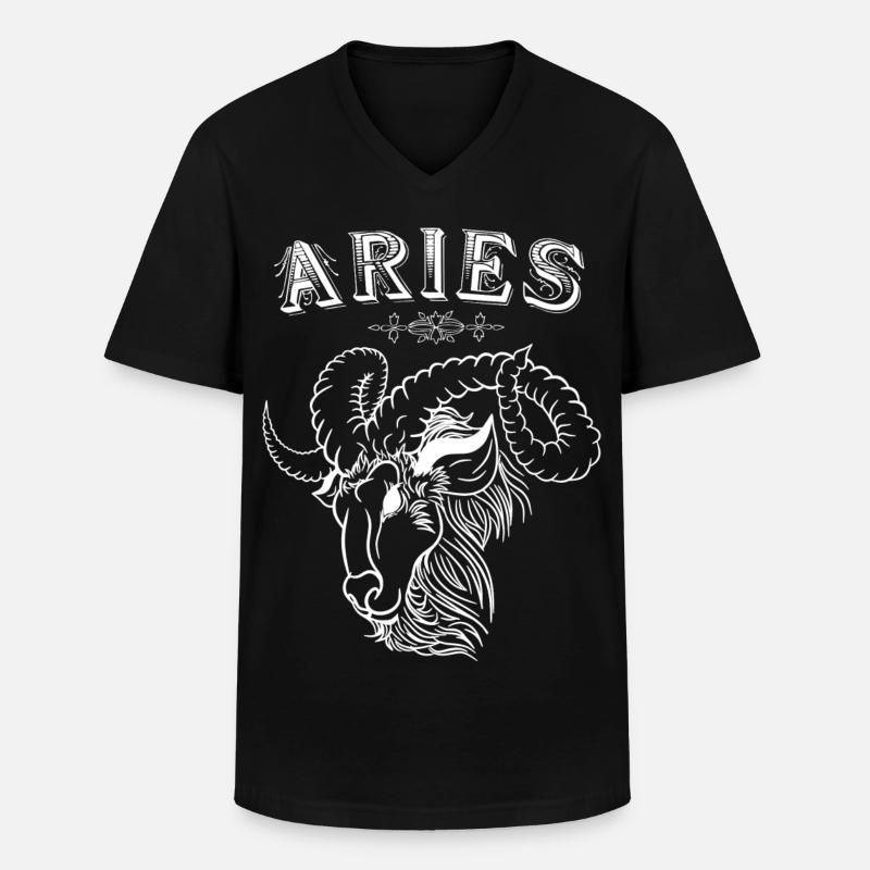 Aries Sternzeichen Widder - Männer-T-Shirt mit V-Ausschnitt - Schwarz