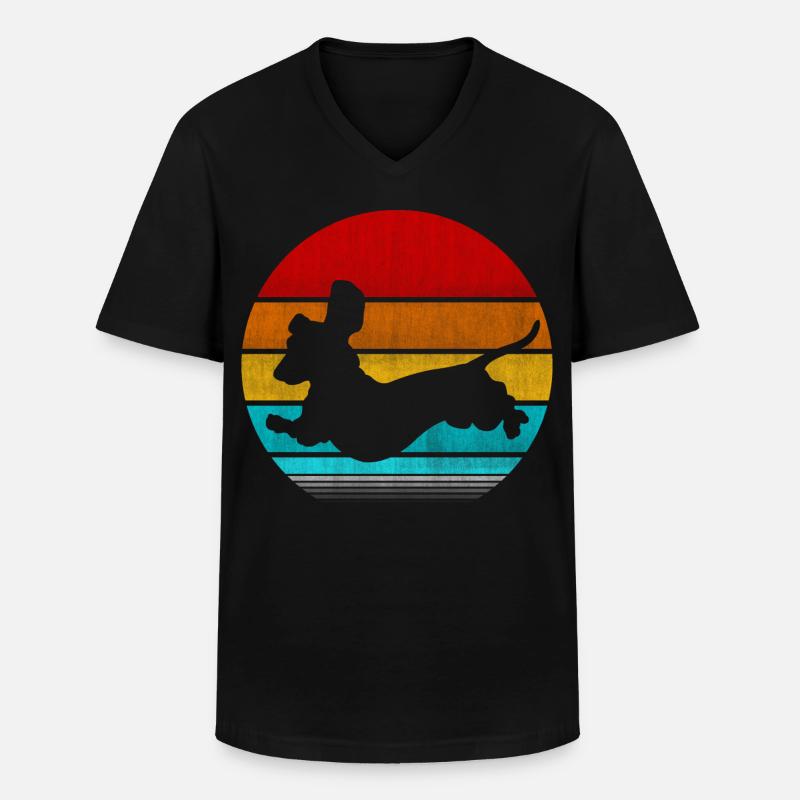 Retro Vinatge Dackel - Männer-T-Shirt mit V-Ausschnitt - Schwarz